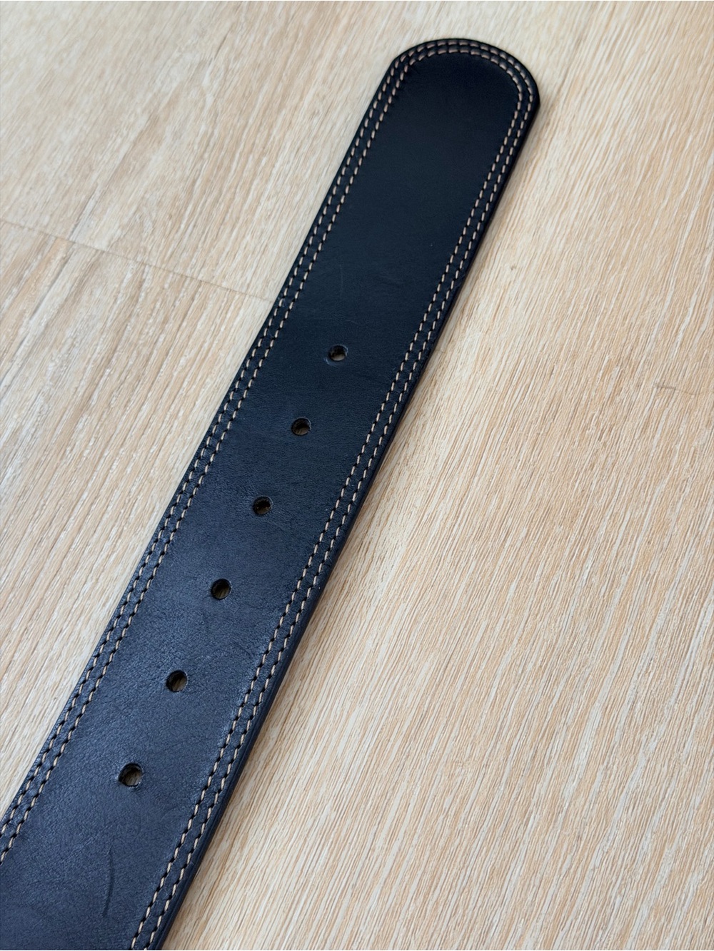 Vintage Y2K Banana Republic Italy Leather Belt Statement Large Buckle Stitch - Picture 9 of 10